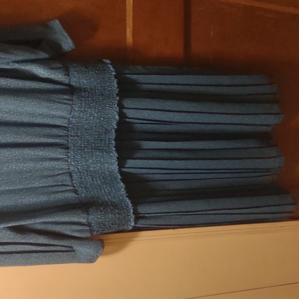 Dim the lites vintage 80s pleated chiffon smocked dress lace crochet bib sz 16 - Picture 9 of 9